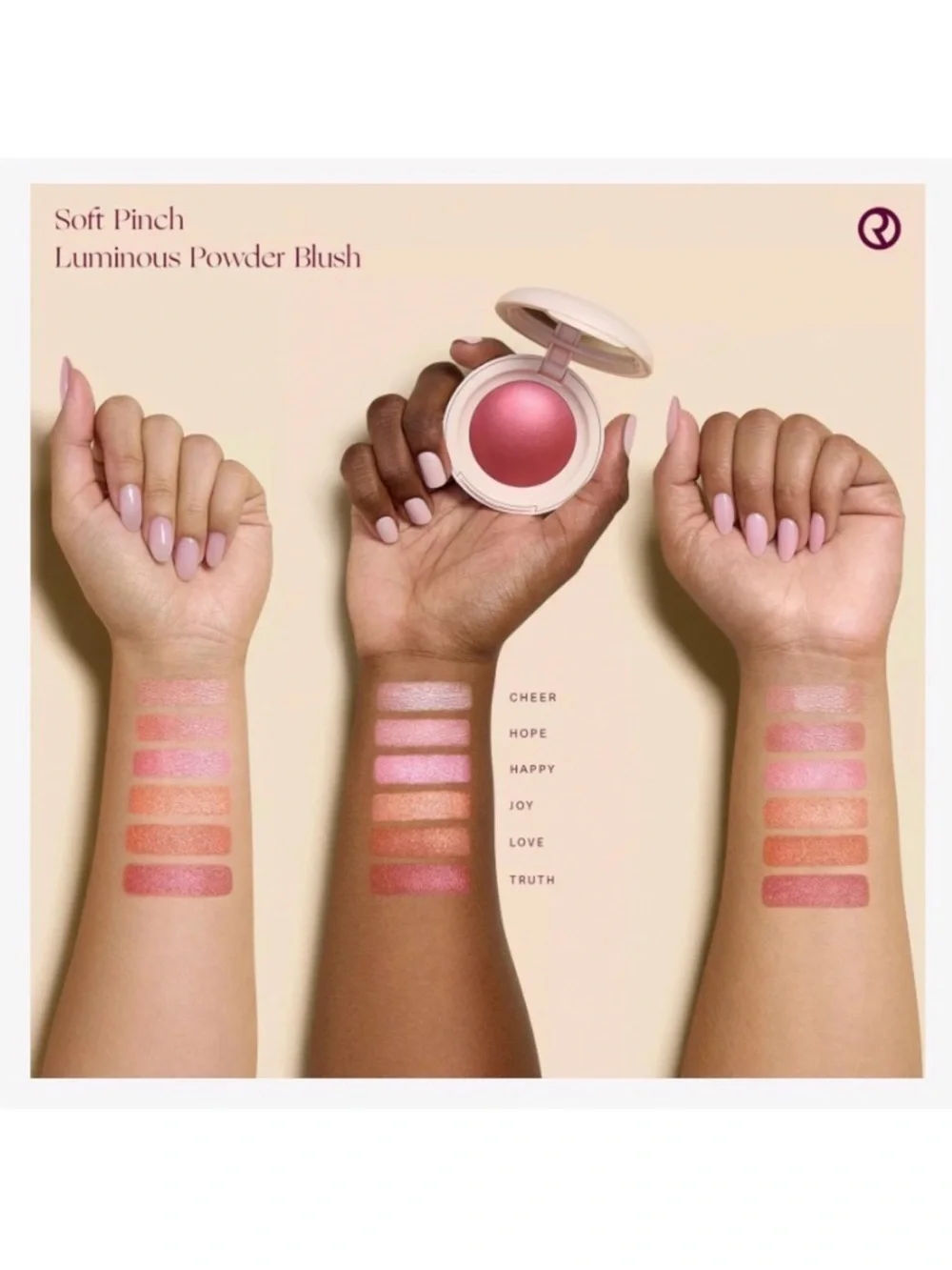 Rare Beauty Soft Pinch Luminous Powder Blush — Truth (warm rosy pink)